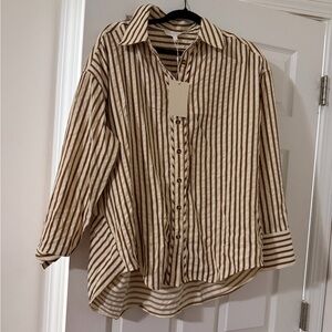 Entro NWT Oversized Striped Button-Up Shirt